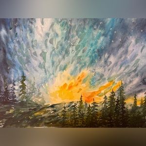 Original watercolor painting 🖼️ the night